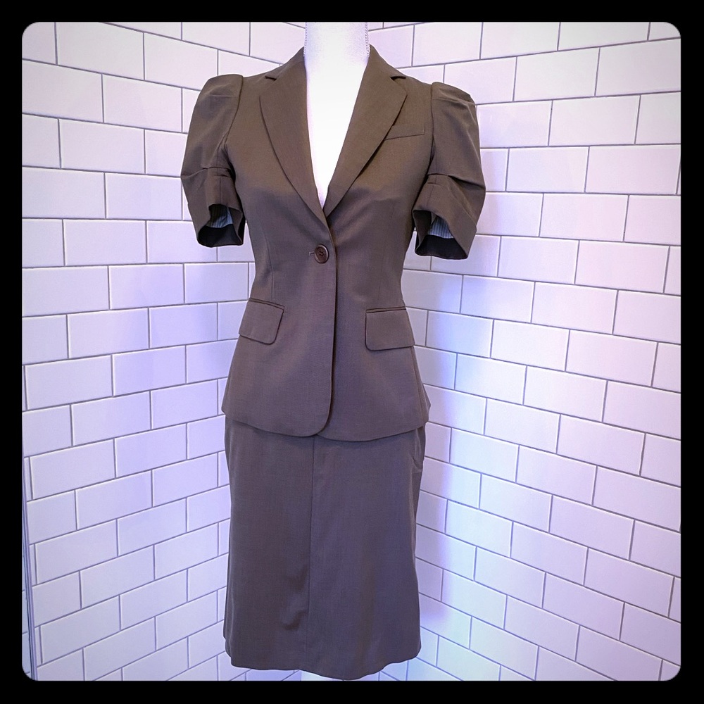 BCBGMaxAzria Tan Suit Skirt and Blazer XXS